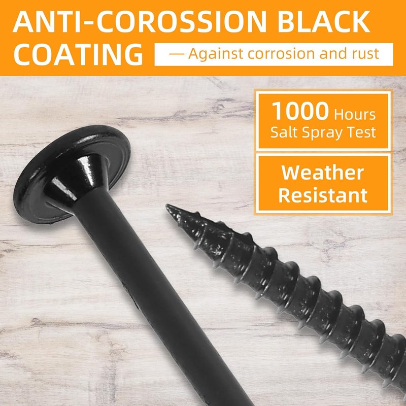 AiVeUao 200Pcs Lag Screws #14 x 4 Inch, Heavy Duty Structural Wood Screws, Star Drive Decking Screw, Wooden Timber Screw for Timber Log Landscaping Wood with T30 Star Bit, Washer Head - Image 4